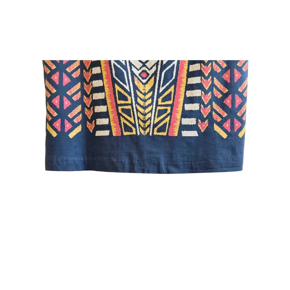 Adrianna Papell Chic Tribal Print Sheath Dress Geometric Cutout Cap Sleeve Sz 12
